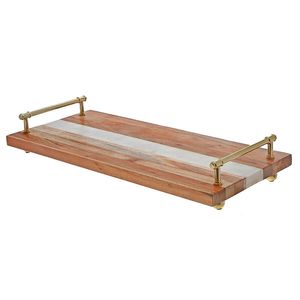 Plateau de service en bois marbré Craft Valley, design moderne pour la cuisine et la table à manger, artisanat de luxe, design haut de gamme, pour l'accueil à domicile - Product Image 6