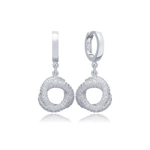 Boucles d'oreilles en forme ronde texturées, Design minimaliste, bijoux turcs en argent Sterling 925 - Product Image 5