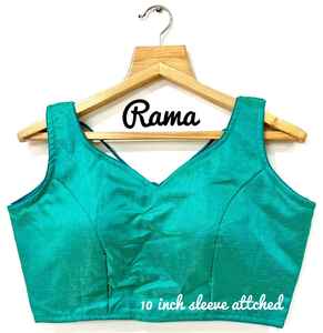 เสื้อเบลาส์ผ้าไหมสไตล์มิลานที่ทันสมัยมีลวดลายคอวีพร้อมใช้ในส่าหรีลาฮังกาเสื้อเบลาส์คอวีสำหรับฤดูร้อน - Product Image 3