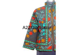 Most Selling Indian Handmade Floral Embroidery Cotton Bomber Jacket for Women Long Sleeves Party Wear Autumn - Product Image 2