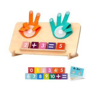 Juguetes educativos sensoriales Montessori para niños en edad preescolar juego de conteo de dedos hechos de madera para el aprendizaje de los niños - Product Image 1