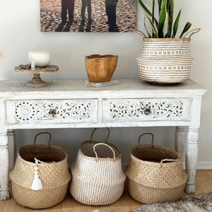 Vietnam Seagrass Basket Straw Storage with handles Decorative Storage Nursery Laundry <b>Hamper</b> Boho <b>Wedding</b> Basket Belly Baskets - Product Image 6