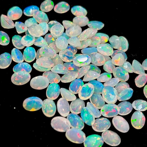 100% Natural Heat Treated Ethiopian Welo Opal Faceted Gemstone High Quality Loose Oval Shape 7x5 White Color <b>Play</b> 0.5-1.5 Carat - Product Image 1