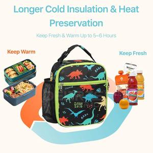 Sac à lunch isotherme licorne rose et noir dinosaure pour enfants Polyester à paillettes étanche pour garçons et filles filles et garçons - Product Image 2