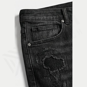 Pantalones Vaqueros de Mezclilla con Estampado Desgastado y Personalizado, Estilo Urbano, Venta al por Mayor, Nueva Tendencia, con Pedrería, Color Personalizado - Product Image 5