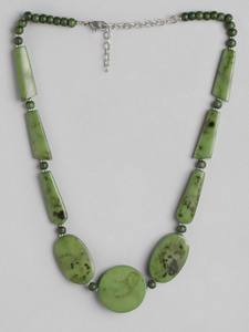 Handmade Womens <b>Angel</b> Statement Green Resin Necklace Multi-Shape Beaded Polished Stone Look Trapezoid Beads Model Pattern - Product Image 2