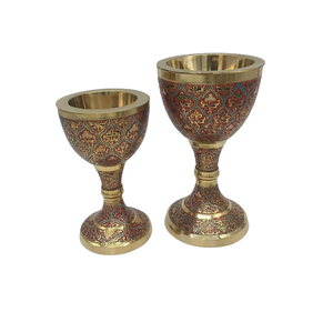 Nuevo diseño de latón dorado pulido Bakhoor Oud quemador conjunto de 2 quemador de incienso de latón pintado a mano al precio más bajo - Product Image 1