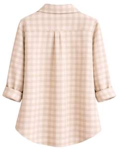 Chemise à carreaux beige personnalisée pour homme, manches longues, boutonnée, décontractée, en coton, avec poches poitrine, pour tous les jours - Product Image 4