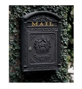 黑色成品花园装饰壁挂邮箱壁挂装饰镀锌铁邮筒供应商