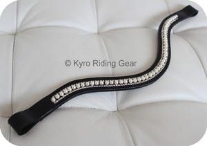 Banda de cejas de brida de caballo en forma de V personalizada con circunferencia acolchada de cuero suave de cristal transparente doble directo de la India - Product Image 6