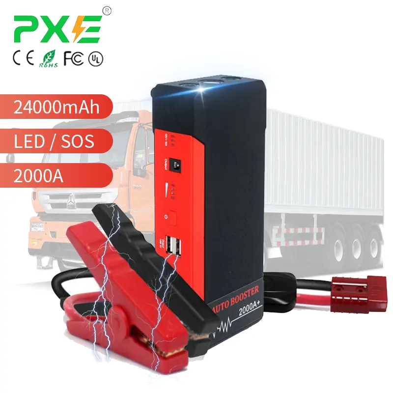Commercio all'ingrosso 12V 24000mAh 2000A Multi-funzionale camion batteria auto salto di avviamento portatile per esterni con avvio di emergenza luce a LED