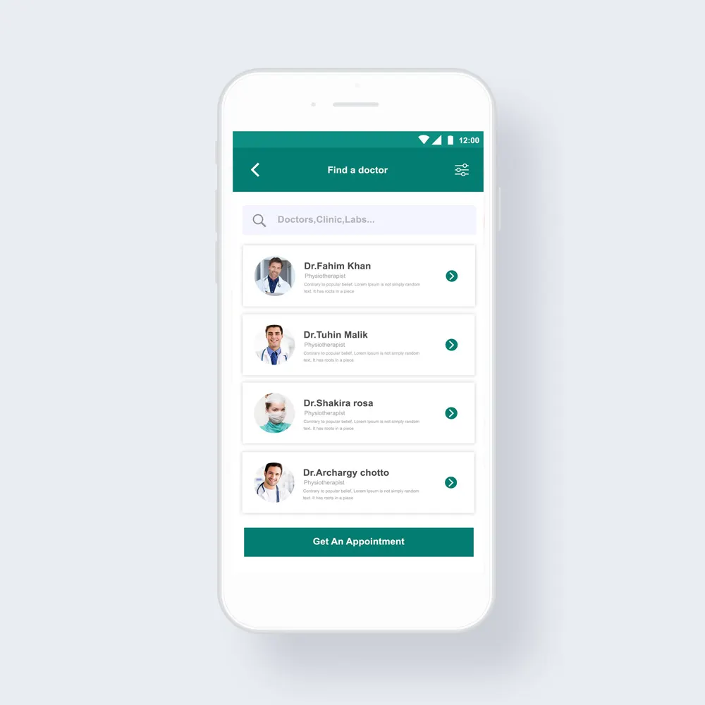 Sviluppo di App svolazzanti: società di sviluppo di applicazioni Android per l'app di prenotazione di appuntamenti medici con progettazione di UI