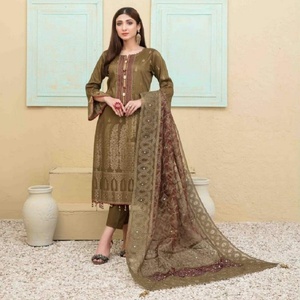 Tawakkal-traje de 3 piezas de Jacquard Banarsi Lawn, traje de diseñador de marca Original, bordado pesado - Product Image 2