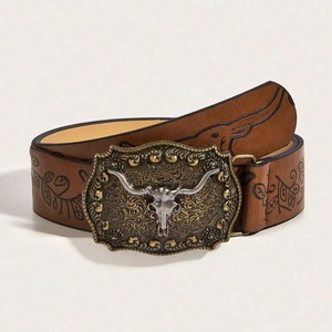 High Quality Genuine Cow <b>Hide</b> Men's Casual Tactical Belt with Steel Buckle - Product Image 3