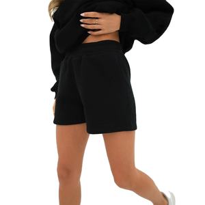 Custom Wholesale High demand Trendy Premium <b>Women</b> Black Sweat <b>Shorts</b> Solid Pattern Cotton <b>Shorts</b> Manufacturer Supply - Product Image 1