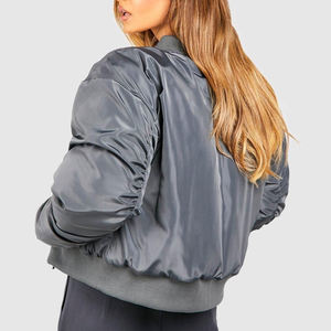 แจ็กเก็ตผ้าซาติน2025สำหรับสตรีเสื้อแจ็กเก็ตมหาวิทยาลัยแบบลำลองแฟชั่นฤดูหนาวปักโลโก้ได้ตามต้องการ - Product Image 4
