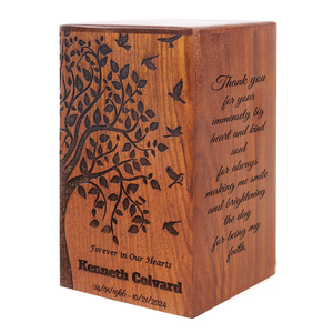 Caja de madera personalizada para cenizas humanas Caja de urna de cremación y ataúd de entierro Recuerdos conmemorativos para cenizas humanas - Product Image 1
