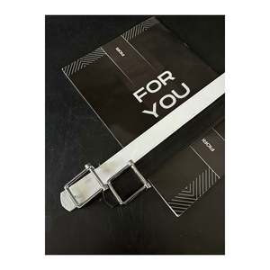 Square <b>Buckle</b> Women's <b>Belt</b>, Trouser <b>Belt</b>, Jacket <b>Belt</b>, Dress <b>Belt</b> - Black and White - Product Image 2