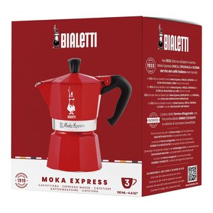 MOKA EXPRESS Cafetière Moka en aluminium 3 tasses Rouge 0005366 Expresso Nutcracker - Product Image 2