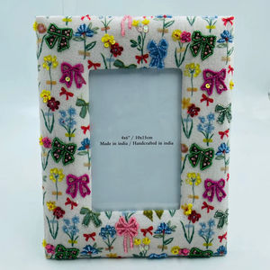 Luxury Spring Print Beading Handmade Modern Wood Fabric Photo <b>Frame</b> 2 Color Embroidered Lightweight Durable Vertical Design Wall - Product Image 1