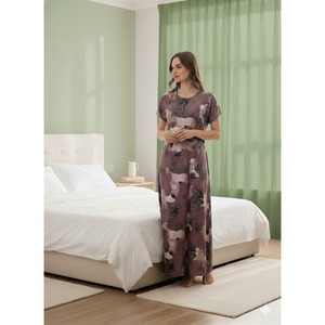 Woven Soft Breathable Maxi Nighty for Women with Side Pocket Casual Daily Wear - Product Image 1