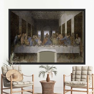 Lienzo Impreso: Reproducción de la Última Cena de Da Vinci, Decoración de Pared, 1 Pieza: Marco Negro - Product Image 1
