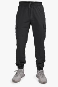 Pantalon homme en tissu tactique 100% coton noir, jambes fines, style décontracté, taille mi-haute, anti-froissement, teinture unie foncé, fabriqué en Turquie - Product Image 2