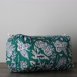 Mejor calidad Indio Floral hecho a mano bloque impreso tela de algodón blanco reutilizable acolchado cosmético viaje gasa bolsa al por mayor - Product Image 6