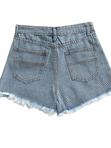 Nuevos pantalones cortos para mujer, pantalones vaqueros deportivos informales de cintura alta, pantalones cortos transpirables de mezclilla holgados, cintura elástica, patrón caliente, estilo de pierna de verano - Product Image 6