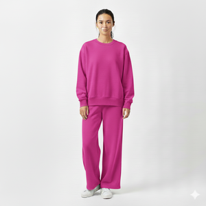 Conjunto de Dos Piezas de Ropa Deportiva para Mujer, Sudadera Holgada Sólida de Invierno y Pantalones Deportivos de Pierna Ancha, Cómodo y Acogedor - Product Image 5