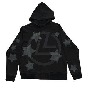 Sudadera con capucha personalizada con diamantes de imitación para hombres con diseño llamativo en la parte delantera y La Manga Sudadera con capucha para hombres con diamantes de imitación - Product Image 3