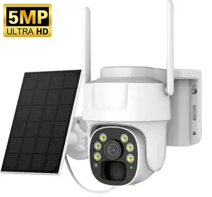 Caméra de vidéosurveillance Wifi sans fil d'extérieur à batterie solaire IP 5mp 4k Ptz basse sécurité à domicile