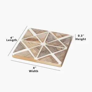Top Selling MUGHALCRAFTS Wooden Coaster <b>Set</b> Bella Abstract Design Walnut Material from India High Demand <b>Square</b> Pattern Mat/Pad - Product Image 4