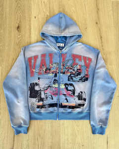 Pull à capuche zippé en coton épais de grande taille avec impression DTG personnalisée de luxe - Product Image 4