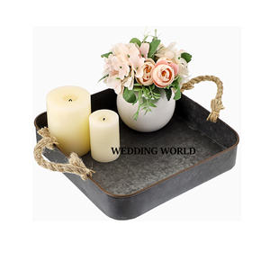 Plateau de service galvanisé de forme ovale fait à la main, vaisselle de luxe de designer en vente en gros, plateau de service en métal - Product Image 3