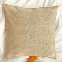 Housse de coussin carrée tissée vintage style western en coton cactus gris marocain fait main 200TC, portable et personnalisable, avec garnissage, pour la décoration