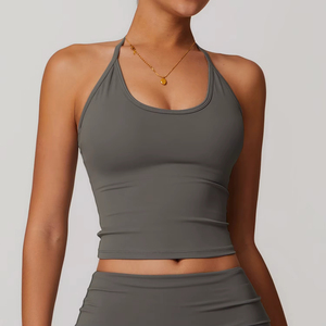 La camiseta sin mangas de verano para mujer más vendida, de secado rápido y ligero, diseño acanalado, informal, elástico, para mujer, sin mangas, para gimnasio, Top deportivo - Product Image 6