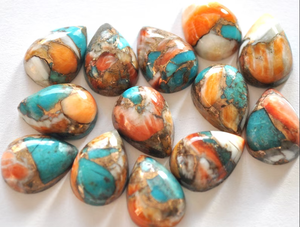 จี้สร้อยคอทองแดงธรรมชาติรูปลูกแพร์สีเทอร์ควอยส์พลอยรูปทรงเรียบสำหรับทำเครื่องประดับทุกขนาด - Product Image 5