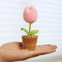 Bunga aster pot rajut bunga aster buatan, untuk rumah kantor dekorasi Desktop, hadiah untuk teman guru