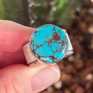 Semipreciosa turquesa natural 925 plata esterlina piedra preciosa hecha a mano anillo de plata joyería minimalista al por mayor precio de fábrica - Product Image 1