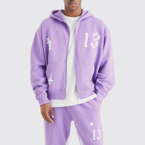Survêtement pour hommes en coton polaire avec logo personnalisé du fournisseur Streetwear Ensemble de jogging à capuche décontracté Service OEM personnalisé - Product Image 3