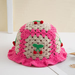 Gorro de Pescador Tejido a Mano de Ganchillo Japonés, Lindo, Dulce, Fresco, con Volantes, Estilo de Dibujos Animados, Casual, Hueco, de Lana, de Invierno, con Diseño de Personaje - Product Image 2