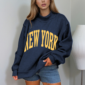 Mock Neck for Women 100% Cotton Material Lightweight Breathable Winter Casual Wear Custom Printing <b>Drop</b> Shoulder Mockneck - Product Image 2