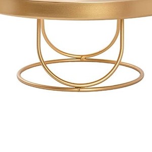 Moderno Soporte para Pastel de Metal Dorado con Lazo Lateral, Bandeja Redonda de Lujo para Cupcakes con Base de Alambre para Bodas y Eventos - Product Image 5