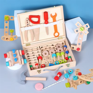 Boîte à <span class=keywords><strong>outils</strong></span> en <span class=keywords><strong>bois</strong></span> pour enfants, jouets Montessori amusants, boîte à <span class=keywords><strong>outils</strong></span> éducative certifiée CPC - Product Image 2