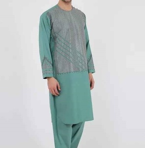 Conjunto de Kameez Shalwar Afgano Blanco Bordado de Alta Calidad para Adultos, Cuello Alto, Estilo Casual, Talla Grande, 2 Piezas, Vestido Vintage Transpirable - Product Image 4