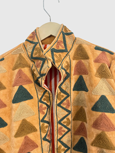 Chaqueta con Cuello Mao y Patrón Geométrico Bordado a Mano, Manga Larga, Estilo Blusón de Terciopelo para Adultos, Ropa de Otoño - Product Image 5
