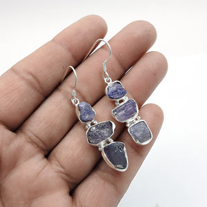 Boucles d'oreilles en argent sterling 925 Iolite Gemstone 100% Natural Gemstone Luxury Sterling Silver Jewelry Handmade Statement Jewelry OEM - Product Image 1