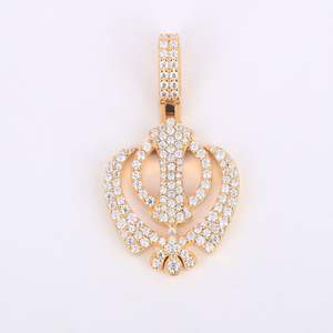 จี้เพชรโมอิสทรงกลมสไตล์ฮิปฮอปจี้โลโก้ออกแบบได้ตามต้องการสีเหลืองทองแบบ14KT - Product Image 1