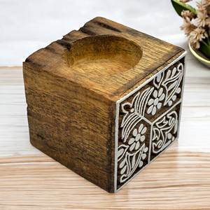 Smart Fashion Deal Handmade Eco-Friendly Wooden Block <b>Tealight</b> Holder (Without <b>Tealight</b> <b>Candle</b>) Rectangle Shape Home Decoration - Product Image 2